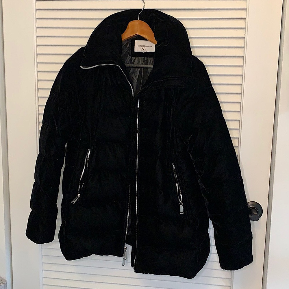 BCBG Velvet Down Puffy Coat